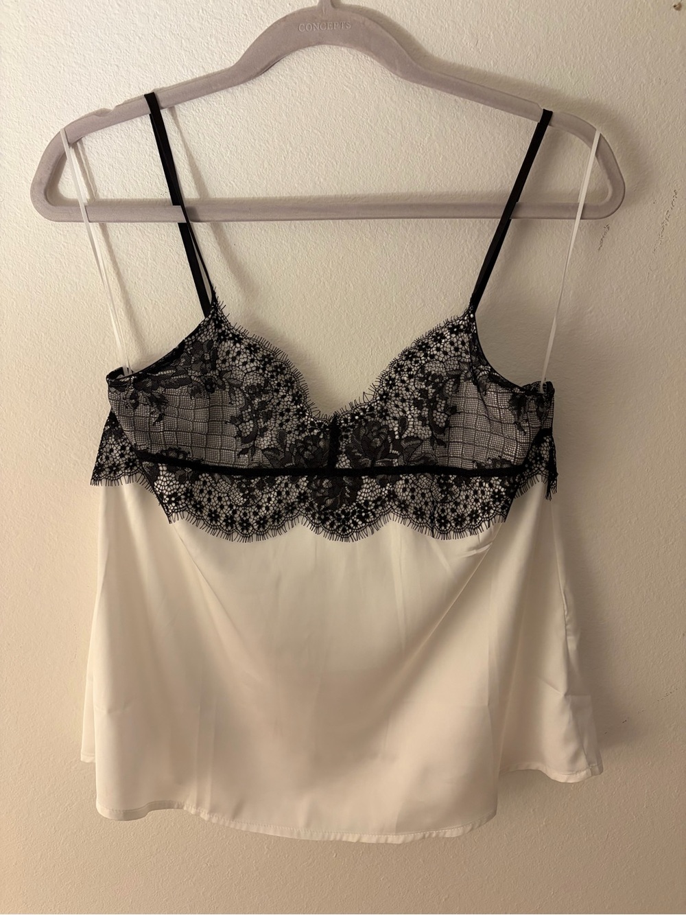 Fashion Nova Lace-Trim Satin Cami Top